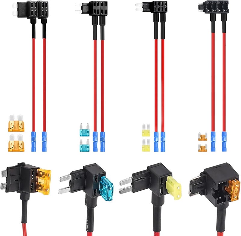 BFXM 8 Pack 4 Types 12V Car Add-a-Circuit Fuse Tap Adapter,Standard Mini Micro2 and Low Profile Fuse Taps for Cars Trucks Boats - Image 1